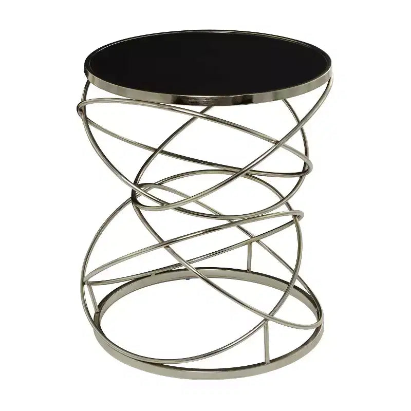 Contemporary Marble Open Ring Accent Table Silver - Olivia & May: No Assembly, Indoor Use, Round Shape