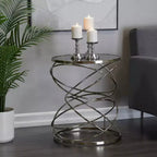 Contemporary Marble Open Ring Accent Table Silver - Olivia & May: No Assembly, Indoor Use, Round Shape