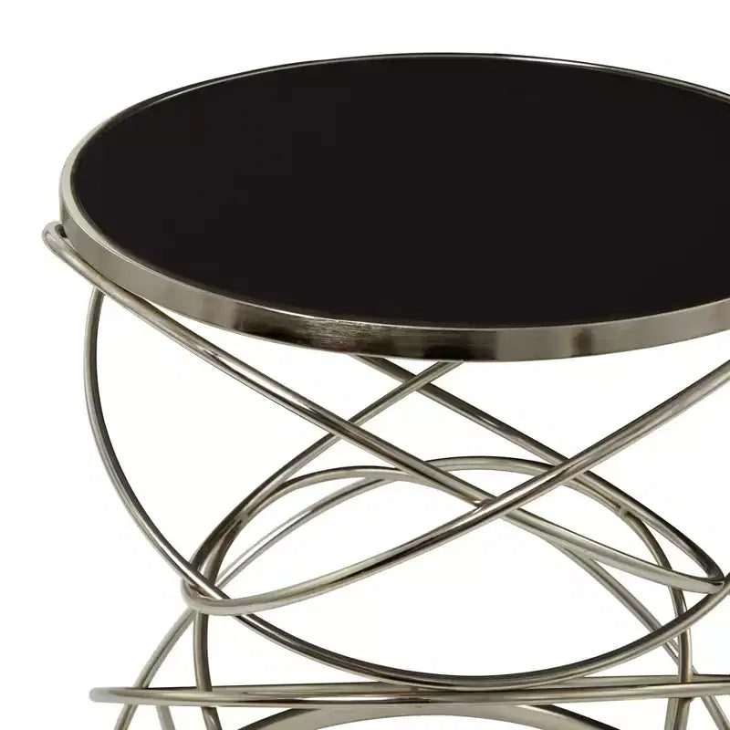 Contemporary Marble Open Ring Accent Table Silver - Olivia & May: No Assembly, Indoor Use, Round Shape