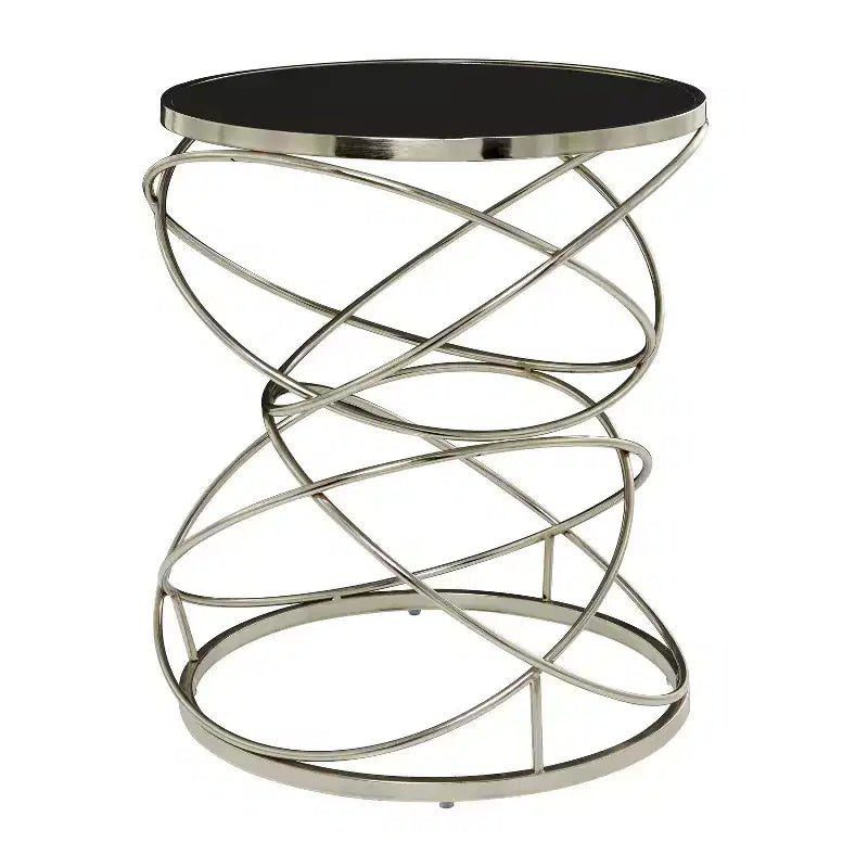 Contemporary Marble Open Ring Accent Table Silver - Olivia & May: No Assembly, Indoor Use, Round Shape