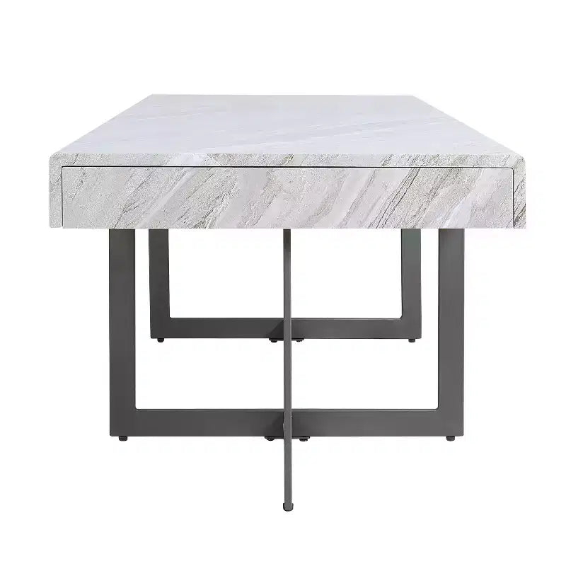Set di 2 tavolini da caffè contemporanei Rohde con cassetti, grigio/metallo Gum - miBasics
