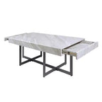 Set di 2 tavolini da caffè contemporanei Rohde con cassetti, grigio/metallo Gum - miBasics