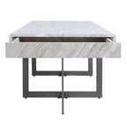 Set di 2 tavolini da caffè contemporanei Rohde con cassetti, grigio/metallo Gum - miBasics