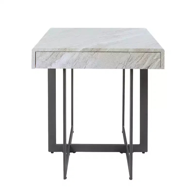 Set di 2 tavolini da caffè contemporanei Rohde con cassetti, grigio/metallo Gum - miBasics