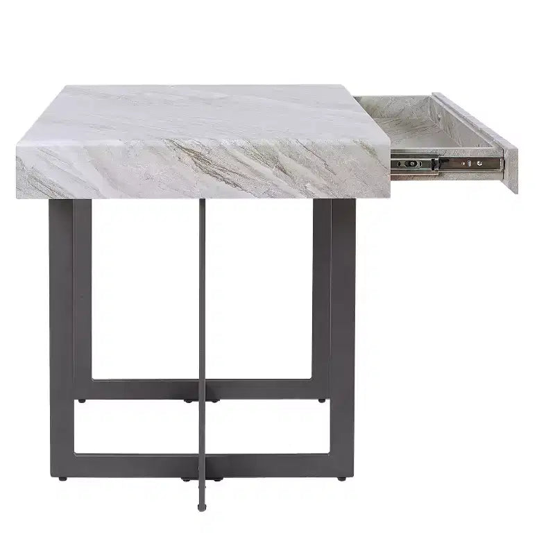 Set di 2 tavolini da caffè contemporanei Rohde con cassetti, grigio/metallo Gum - miBasics
