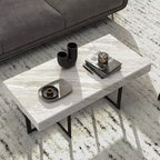 Set di 2 tavolini da caffè contemporanei Rohde con cassetti, grigio/metallo Gum - miBasics