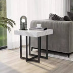 Set di 2 tavolini da caffè contemporanei Rohde con cassetti, grigio/metallo Gum - miBasics