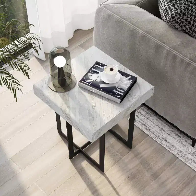 Set di 2 tavolini da caffè contemporanei Rohde con cassetti, grigio/metallo Gum - miBasics