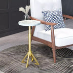Augustus Side Table Marble White - ZM Home: Modern Round Iron Frame, Gold Finish, 22" Height, 11" Width, 45 lbs Capacity