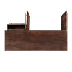 Consolle portaoggetti Adair Mid Century Modern 58" in legno massello con maniglia dorata 2 ante 3 cassetti Marrone - Powell: Tavolo da ingresso in acacia con ferramenta in ferro