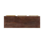 Consolle portaoggetti Adair Mid Century Modern 58" in legno massello con maniglia dorata 2 ante 3 cassetti Marrone - Powell: Tavolo da ingresso in acacia con ferramenta in ferro