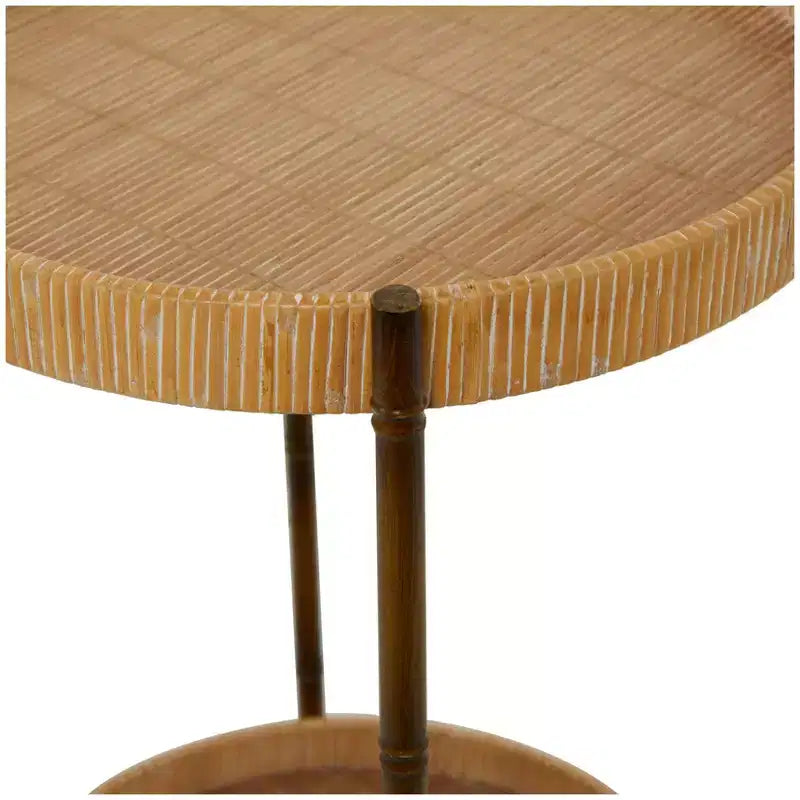 Modern Rattan Accent Table Brown - Olivia & May