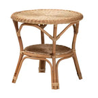Baxton Studio Abbey Antique Rattan Coffee Table Natural Brown: No Assembly, 4 Point Leg Design, 22.4" Height