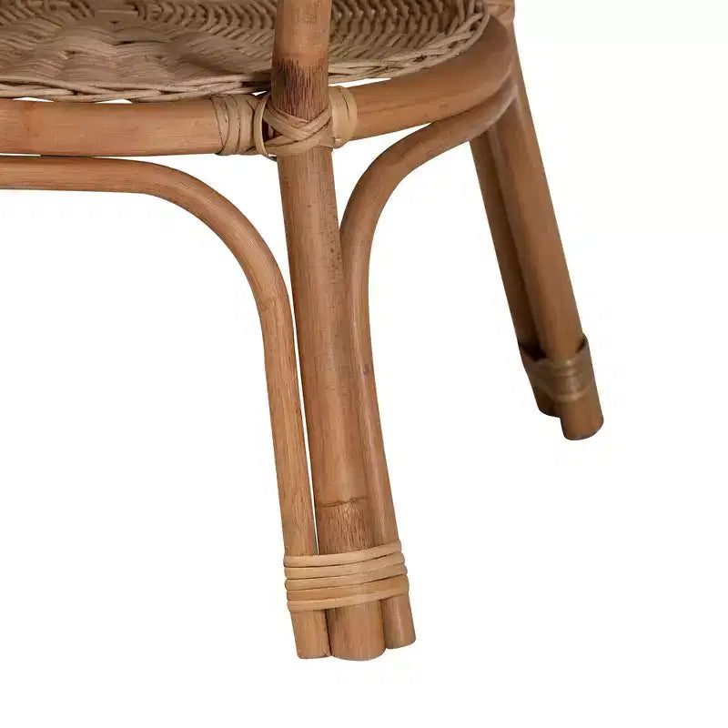 Baxton Studio Abbey Antique Rattan Coffee Table Natural Brown: No Assembly, 4 Point Leg Design, 22.4" Height