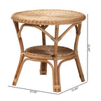Baxton Studio Abbey Antique Rattan Coffee Table Natural Brown: No Assembly, 4 Point Leg Design, 22.4" Height
