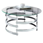 Tayside Cocktail Table Glass and Chrome - Steve Silver: Circular, Chrome Frame, Tinted Top