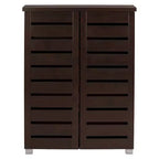 Adalwin Modern and Contemporary 2-Door Wooden Entryway Shoes Storage Cabinet: Holds 15 Pairs, PVC Legs - Baxton Studio