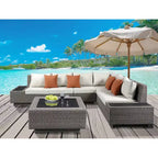 33" Salena Coffee Table Beige Fabric/Gray Wicker - Acme Furniture: Outdoor Square Aluminum Frame