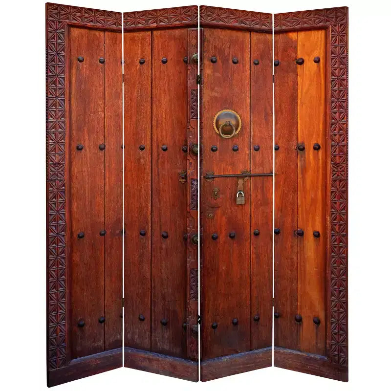 Divisorio Paravento a 4 Pannelli 1.80m a Due Lati con Porte - Oriental Furniture: Qualità da Galleria, Nessun Montaggio Richiesto