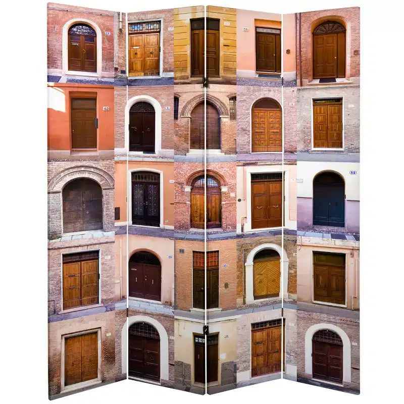 Divisorio Paravento a 4 Pannelli 1.80m a Due Lati con Porte - Oriental Furniture: Qualità da Galleria, Nessun Montaggio Richiesto
