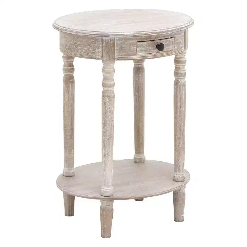 Tavolino d'appoggio ovale Olivia & May Wood Tortora: Stile rustico, Cassetto singolo, Per interni, Ripiano portaoggetti