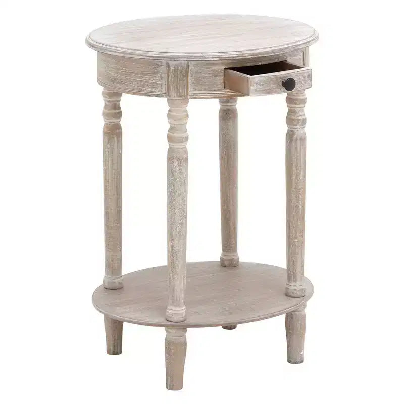 Tavolino d'appoggio ovale Olivia & May Wood Tortora: Stile rustico, Cassetto singolo, Per interni, Ripiano portaoggetti