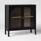 New Bedford 2 Door Accent Cabinet Black - Threshold™: Elegant Storage, Pewter-Finish Hardware, Wood Veneer