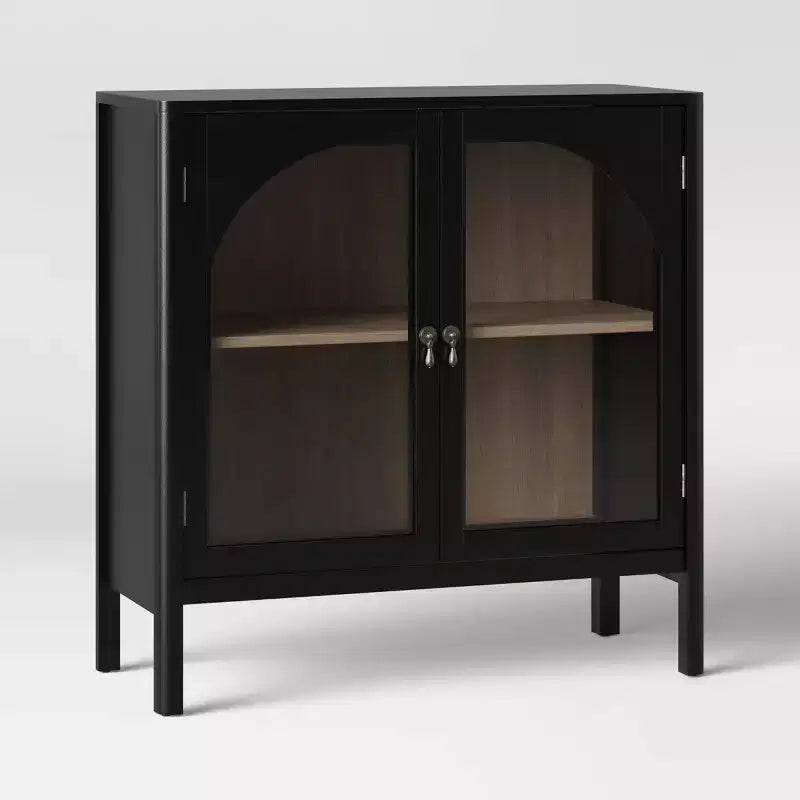 New Bedford 2 Door Accent Cabinet Black - Threshold™: Elegant Storage, Pewter-Finish Hardware, Wood Veneer