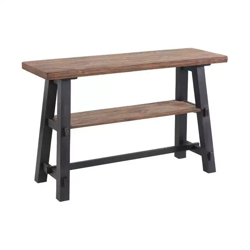 Consolle da 48" Odin in Legno Massello con Scaffale Nero - Alaterre Furniture: Stile Mid-Century, Struttura in Pino, Facile da Montare
