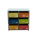 Industrial Metal Storage Unit - Olivia & May: 6-Drawer, Multicolor, Fully Assembled