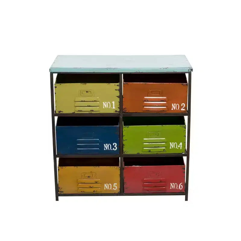 Industrial Metal Storage Unit - Olivia & May: 6-Drawer, Multicolor, Fully Assembled