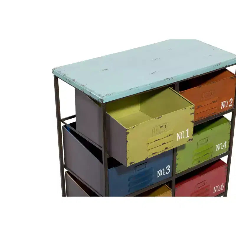 Industrial Metal Storage Unit - Olivia & May: 6-Drawer, Multicolor, Fully Assembled