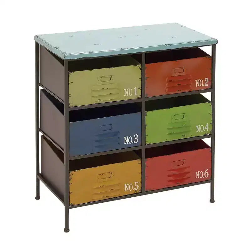 Industrial Metal Storage Unit - Olivia & May: 6-Drawer, Multicolor, Fully Assembled