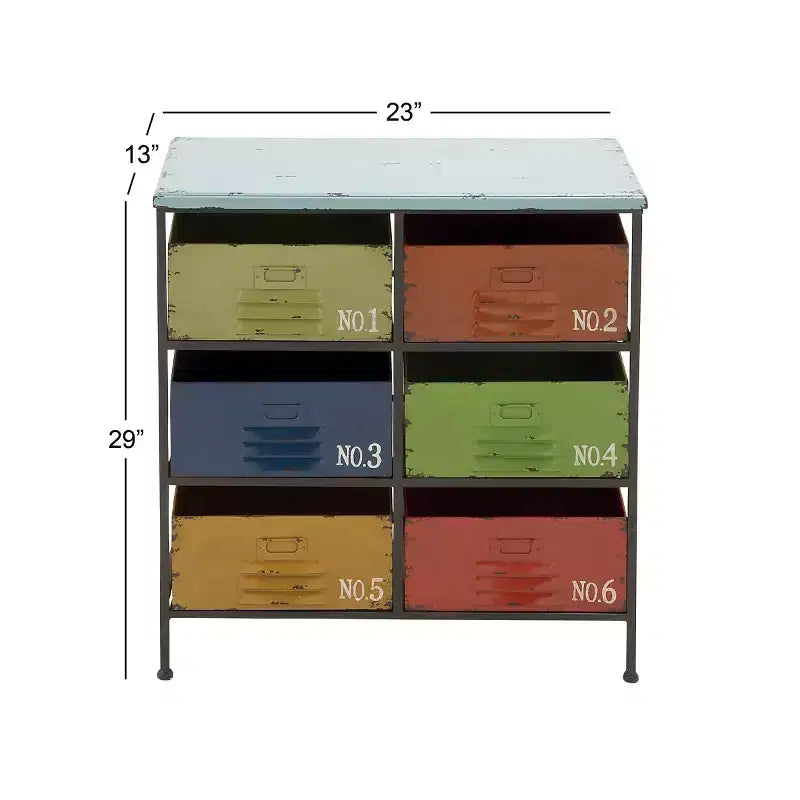 Industrial Metal Storage Unit - Olivia & May: 6-Drawer, Multicolor, Fully Assembled