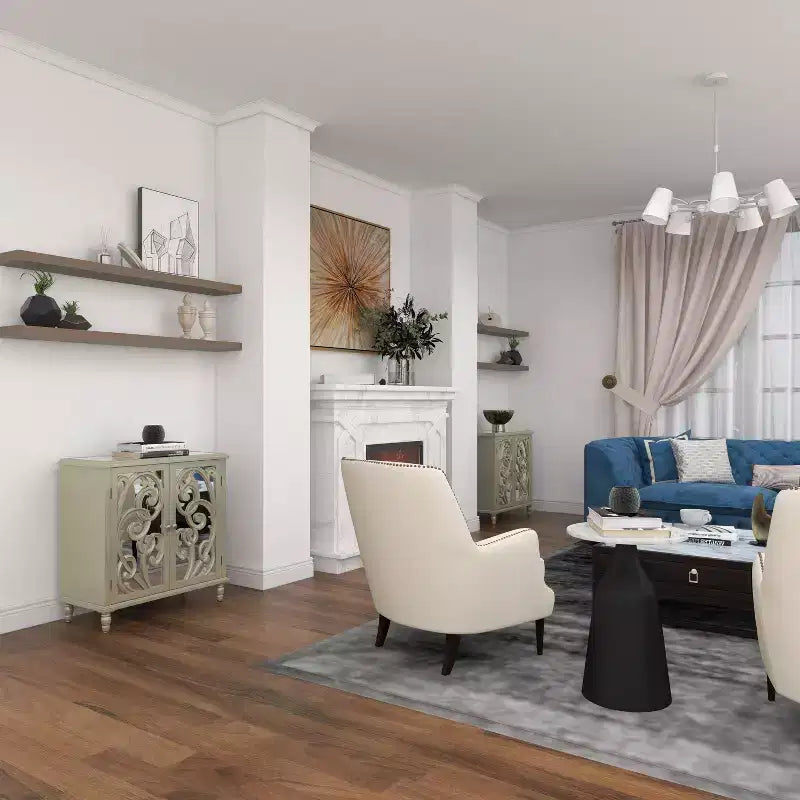 Credenza Glam in Legno Specchiato e Fantasia Beige - Olivia & May