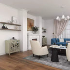 Credenza Glam in Legno Specchiato e Fantasia Beige - Olivia & May