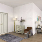 Credenza Glam in Legno Specchiato e Fantasia Beige - Olivia & May