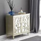 Credenza Glam in Legno Specchiato e Fantasia Beige - Olivia & May