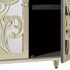 Credenza Glam in Legno Specchiato e Fantasia Beige - Olivia & May