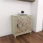 Credenza Glam in Legno Specchiato e Fantasia Beige - Olivia & May