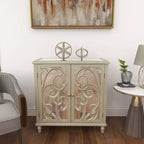 Credenza Glam in Legno Specchiato e Fantasia Beige - Olivia & May