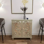 Credenza Glam in Legno Specchiato e Fantasia Beige - Olivia & May