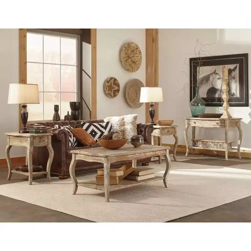 Tavolino rustico marrone anticato in legno di recupero - Alaterre Furniture