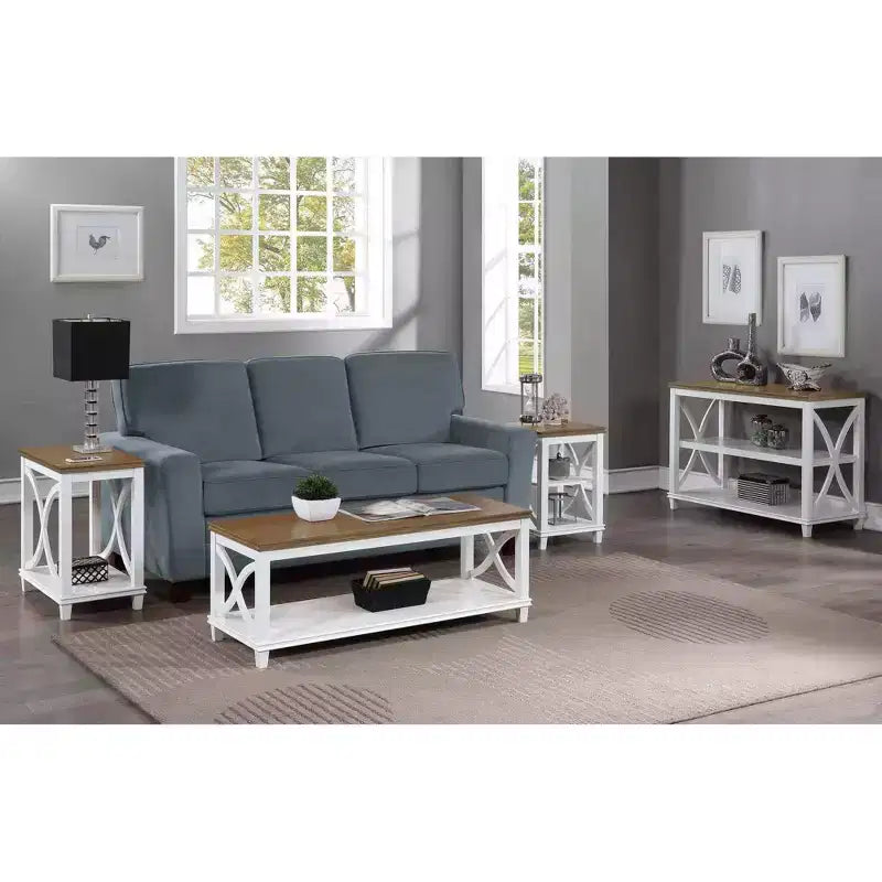 Tavolino Florence piano effetto legno/struttura bianca - Breighton Home