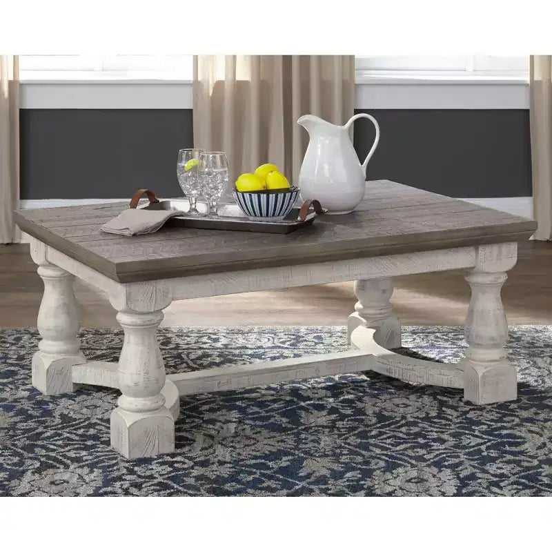 Havalance Coffee Table Gray/White - Signature Design by Ashley: Rustic Vintage Storage, Two-Tone Distressed Wood