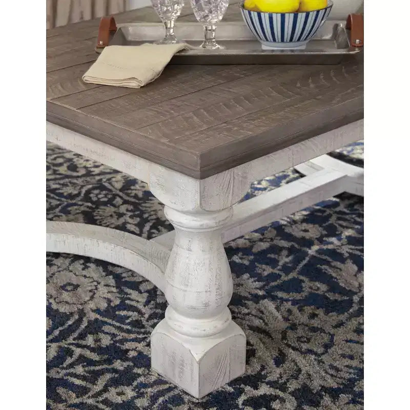 Havalance Coffee Table Gray/White - Signature Design by Ashley: Rustic Vintage Storage, Two-Tone Distressed Wood