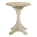 Small Round Antique Wood Accent Table White - Olivia & May: Ornate Farmhouse Style Side Table