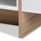 Rasa Wood Coffee Table White/Oak - Baxton Studio: Modern Living Room Furniture, Geometric Design, Open Storage Shelves