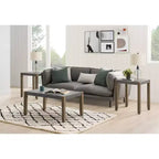 Tavolino da caffè Davenport 36" in finto cemento e legno con 2 tavolini quadrati, color ambra chiaro - Alaterre Furniture: set rustico industriale da 3 pezzi