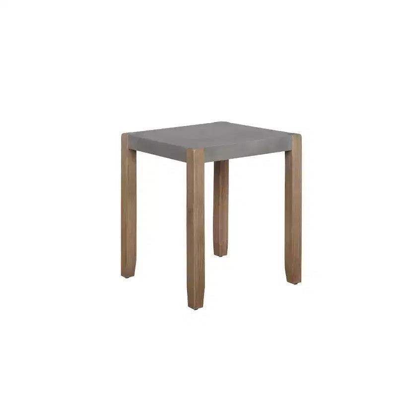 Tavolino da caffè Davenport 36" in finto cemento e legno con 2 tavolini quadrati, color ambra chiaro - Alaterre Furniture: set rustico industriale da 3 pezzi